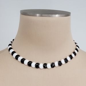 Black & White Round Bead Necklace